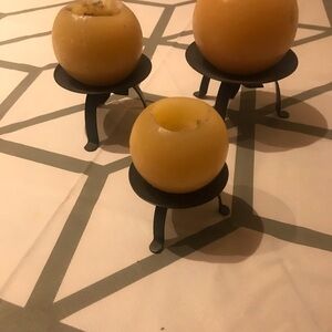 Elegant Yellow Candle Holders on Black Stands set 3​​
